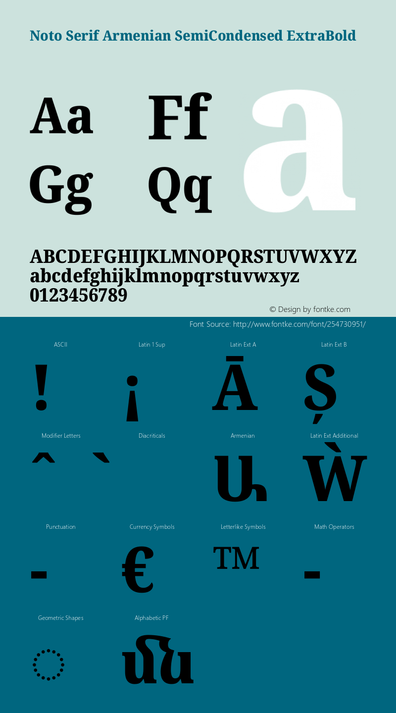 Noto Serif Armenian SemiCondensed ExtraBold Version 2.008图片样张