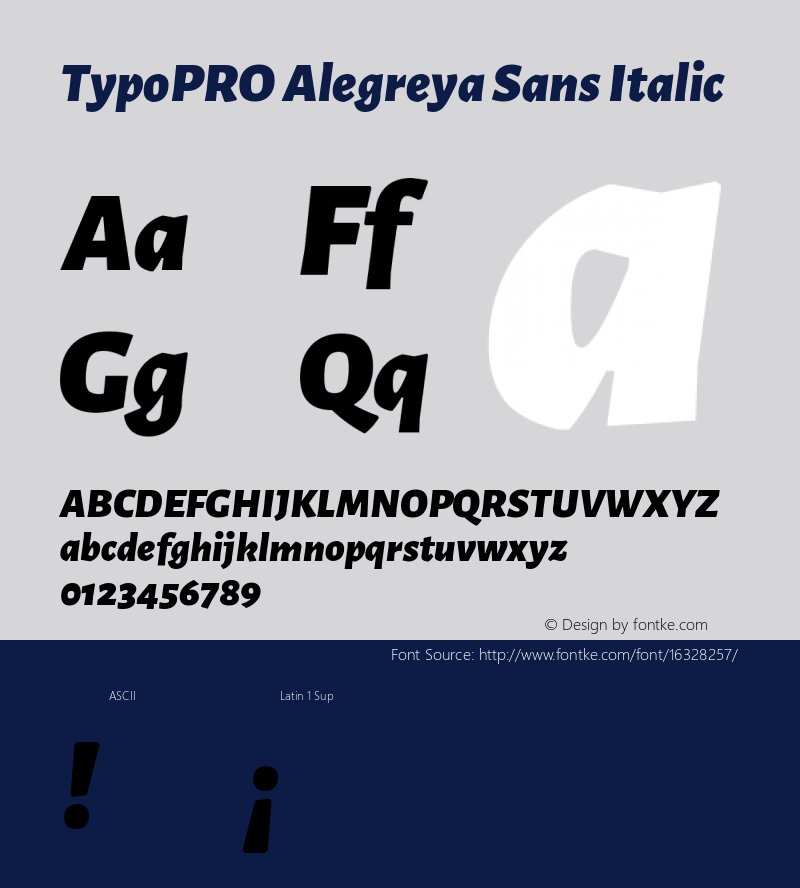 TypoPRO Alegreya Sans Italic Version 1.000;PS 001.000;hotconv 1.0.70;makeotf.lib2.5.58329 DEVELOPMENT图片样张