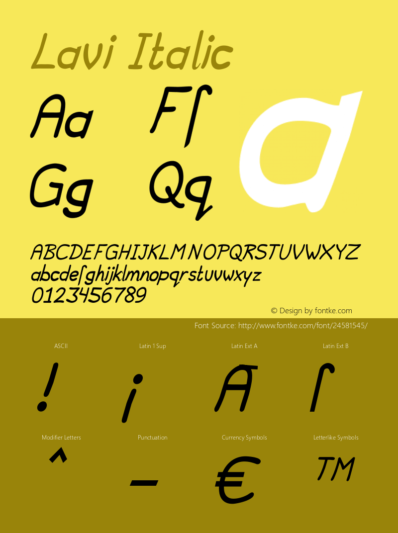 Lavi Italic Version 1.0图片样张