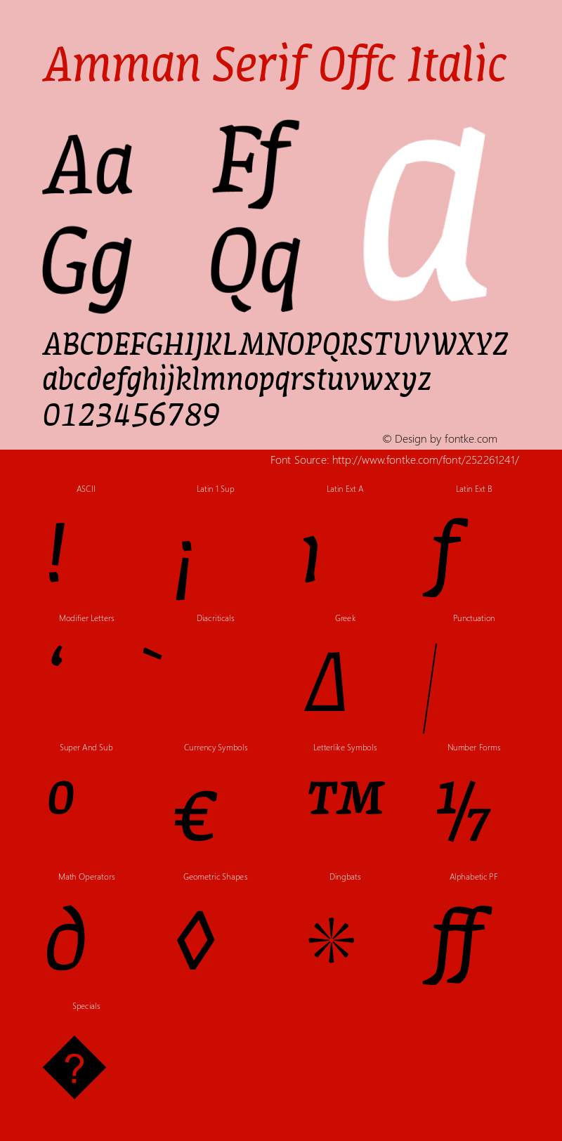 Amman Serif Offc Italic Version 7.504; 2010; Build 1020图片样张