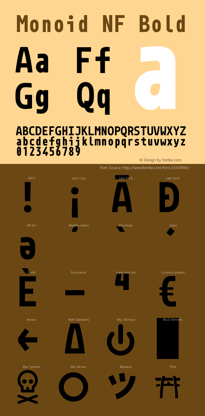 Monoid Bold Nerd Font Complete Windows Compatible Version 0.61;Nerd Fonts 1.1.图片样张