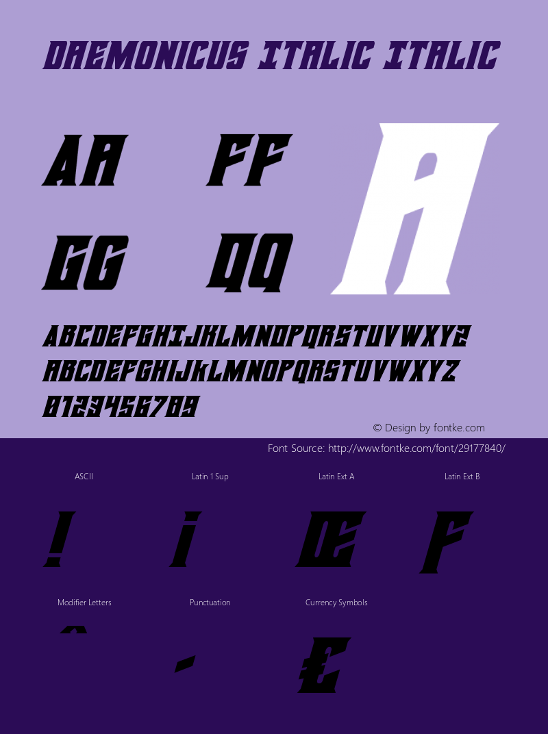 Daemonicus Italic Version 2.0; 2019; initial release图片样张