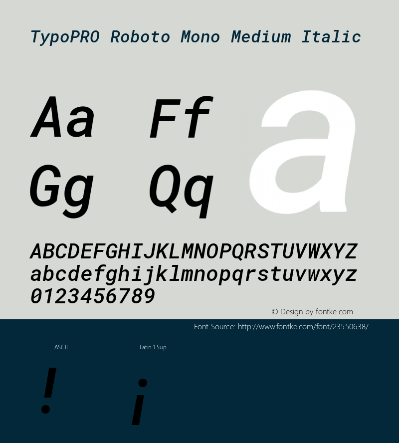 TypoPRO Roboto Mono Medium Italic Version 2.000986; 2015; ttfautohint (v1.3)图片样张