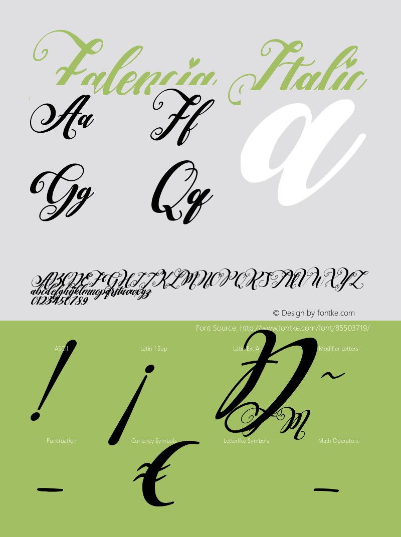 Falencia Italic Version 1.00;September 5, 2020;FontCreator 12.0.0.2563 64-bit图片样张