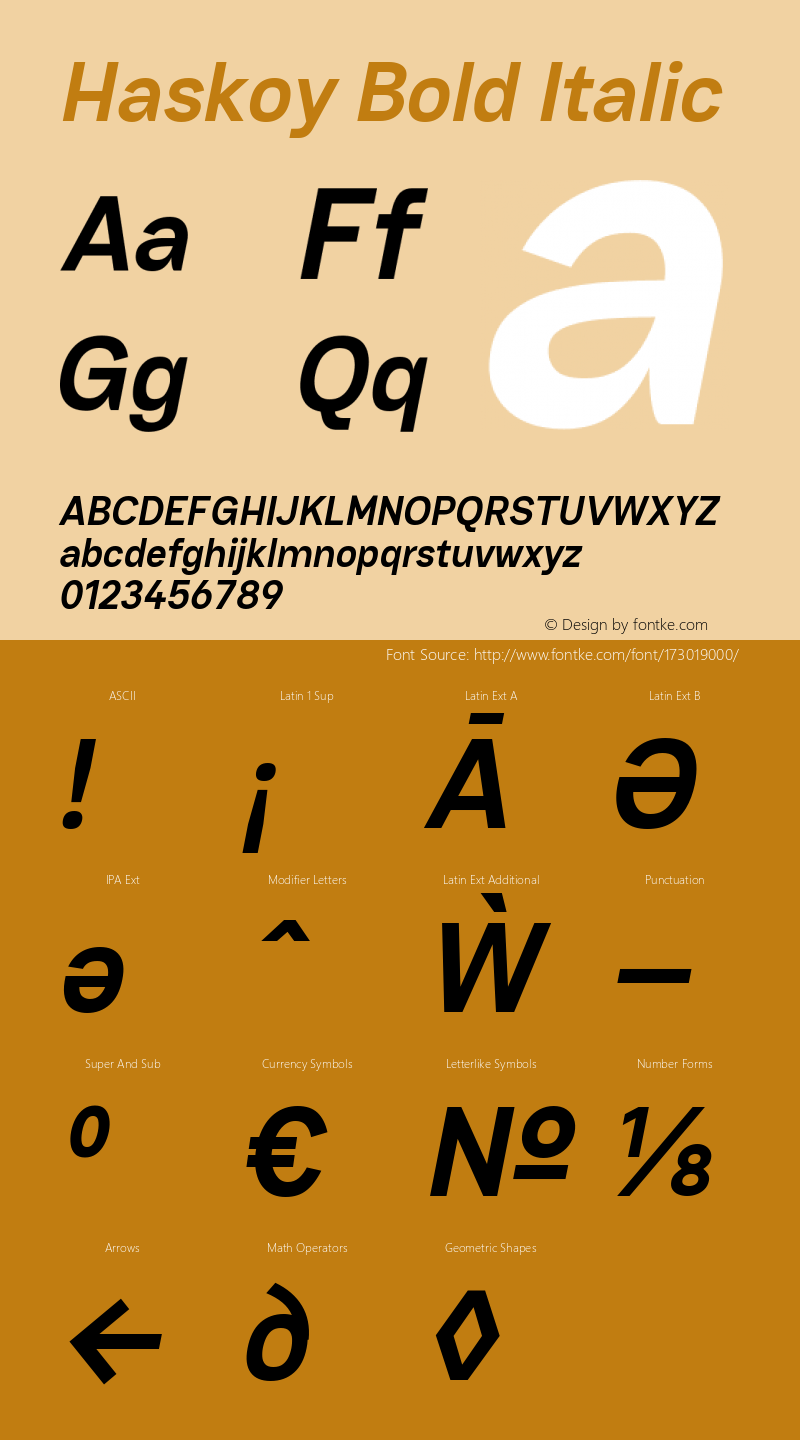 Haskoy Bold Italic Version 1.500; ttfautohint (v1.8.3)图片样张