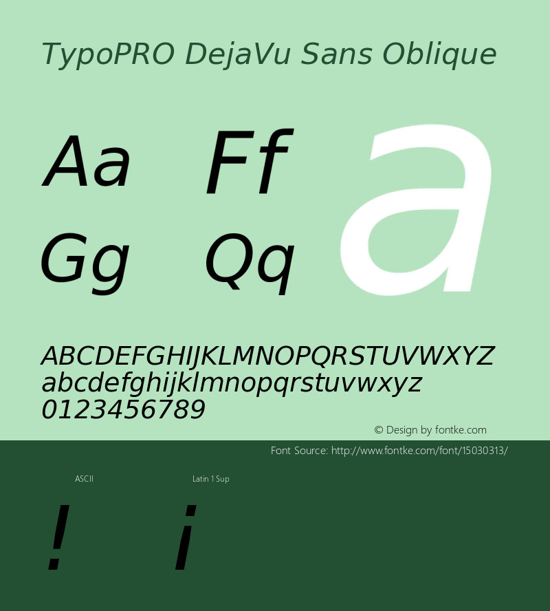 TypoPRO DejaVu Sans Oblique Version 2.34图片样张