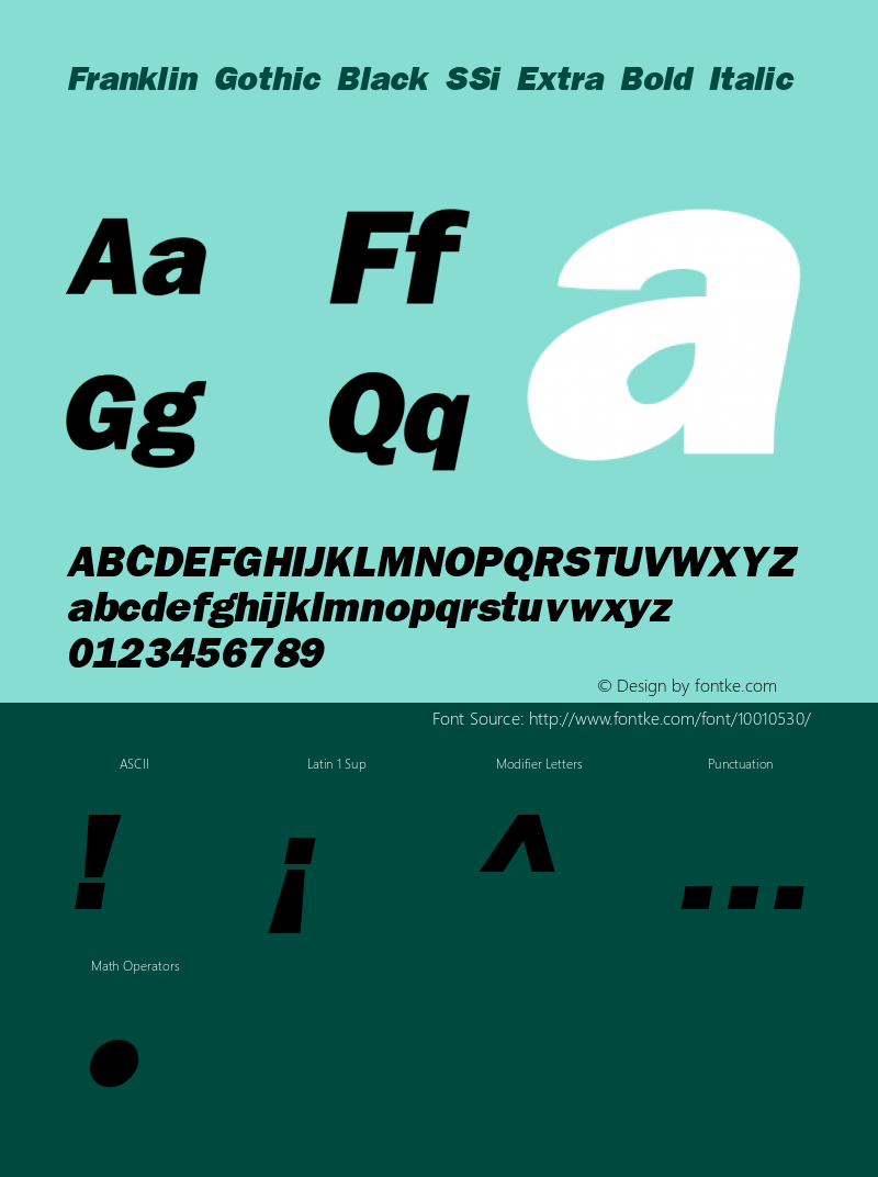 Franklin Gothic Black SSi Extra Bold Italic 1.000图片样张