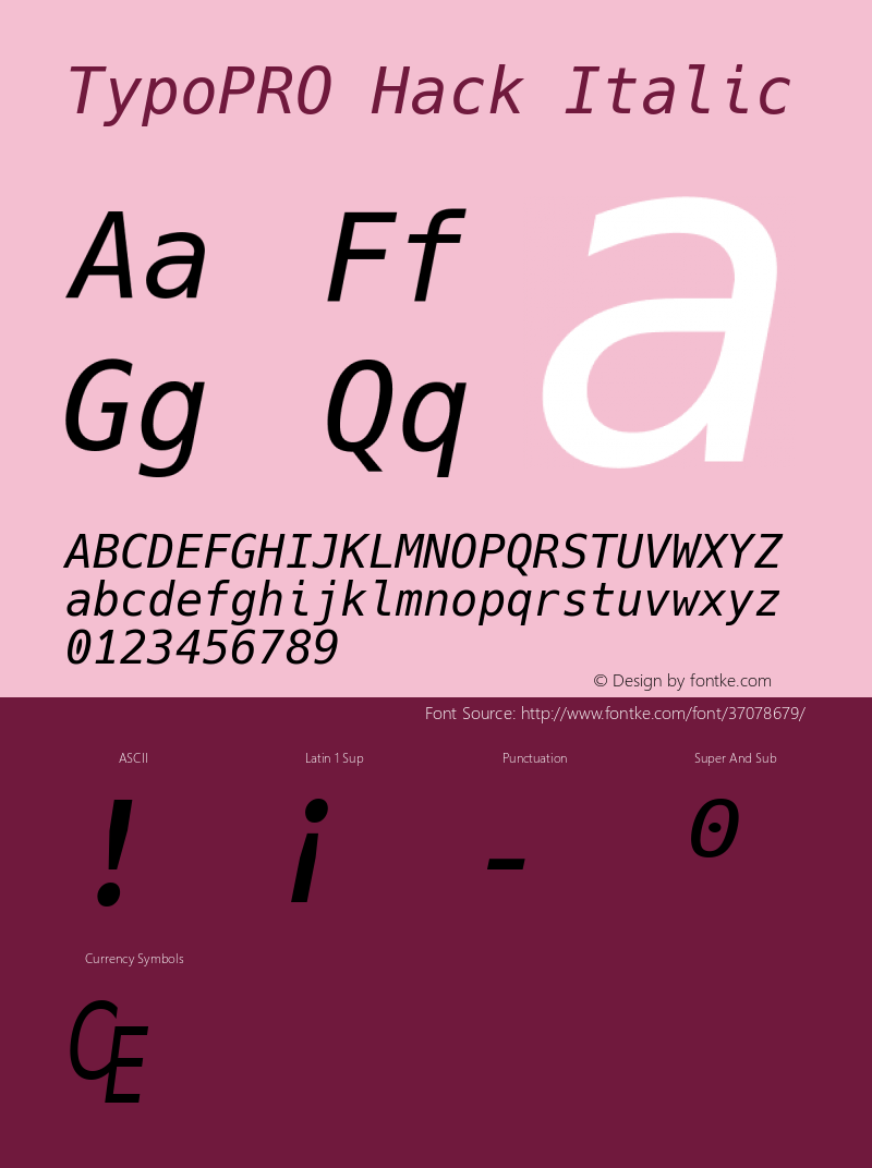 TypoPRO Hack Italic Version 3.003;[3114f1256]-release; ttfautohint (v1.7) -l 6 -r 50 -G 200 -x 10 -H 145 -D latn -f latn -m 