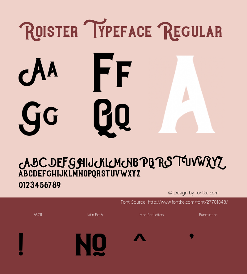 RoisterTypeface Version 1.000图片样张