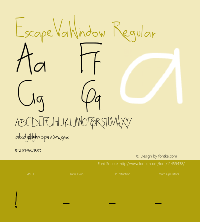 EscapeViaWindow Regular Fontographer 4.7 15/10/10 FG4M­0000002045图片样张