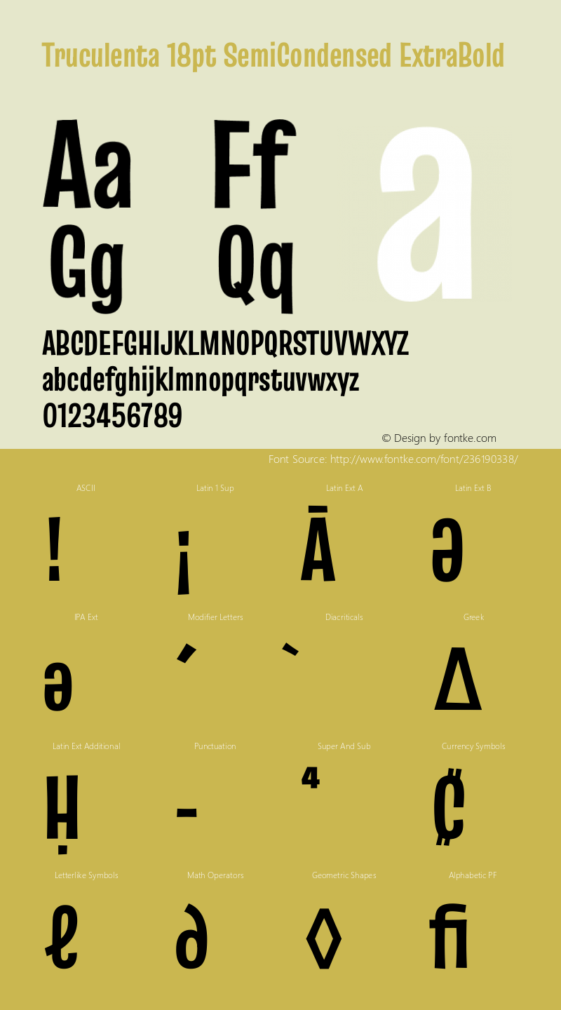 Truculenta 18pt SemiCondensed ExtraBold Version 1.002图片样张