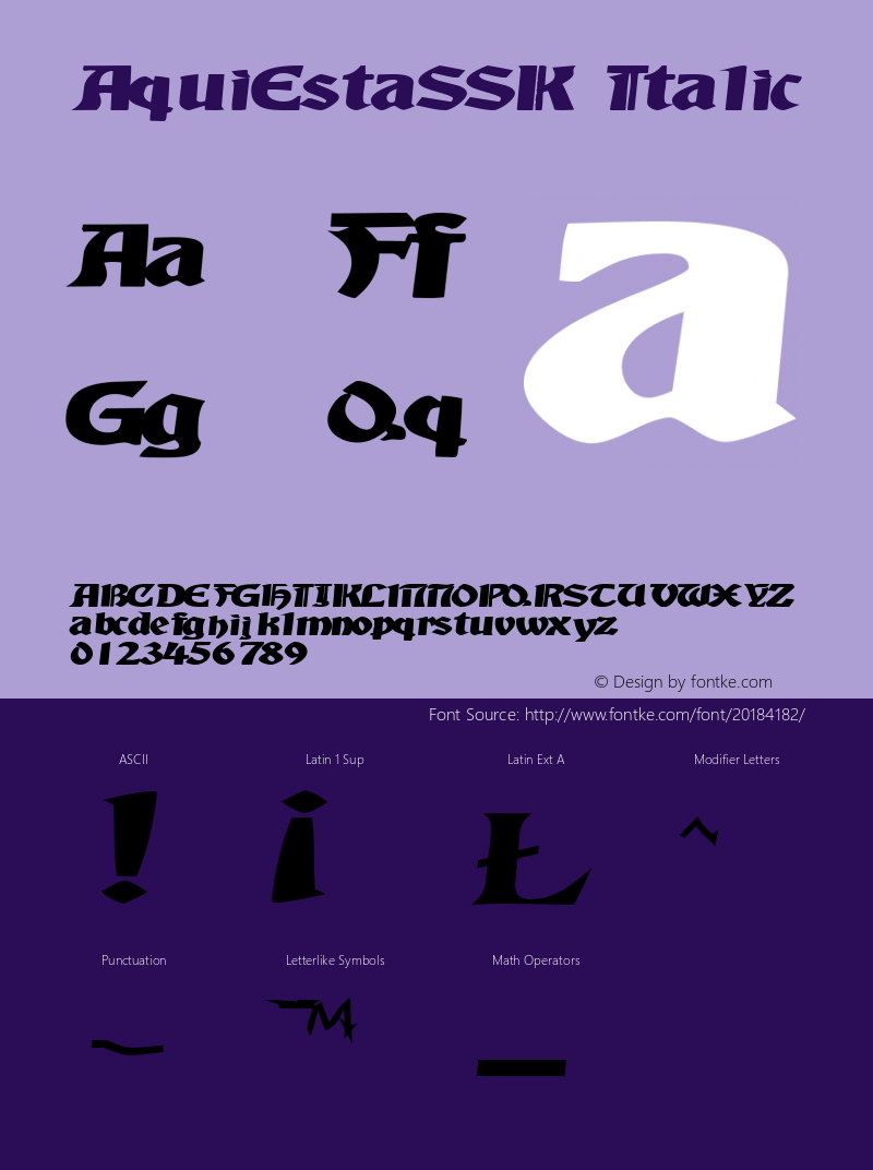 AquiEstaSSK Italic Macromedia Fontographer 4.1 8/10/95图片样张