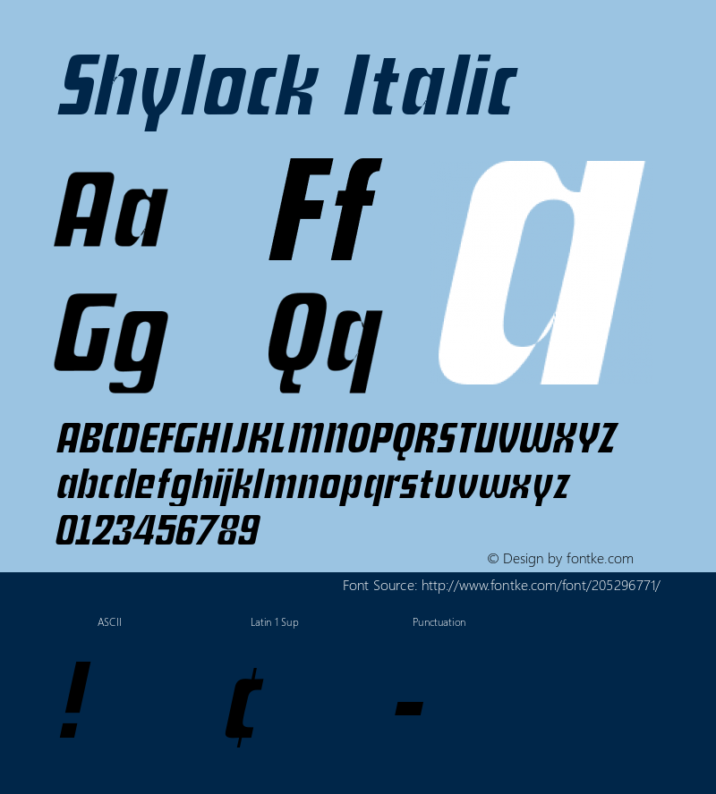 Shylock Italic Macromedia Fontographer 4.1 7/20/96图片样张