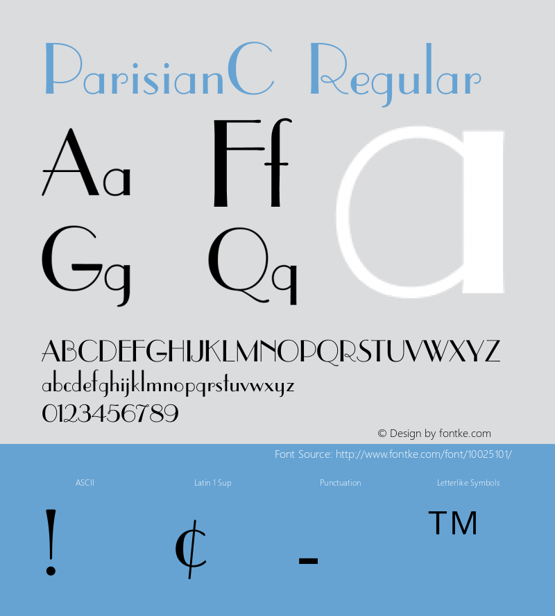 ParisianC Regular Macromedia Fontographer 4.1 21.06.97图片样张