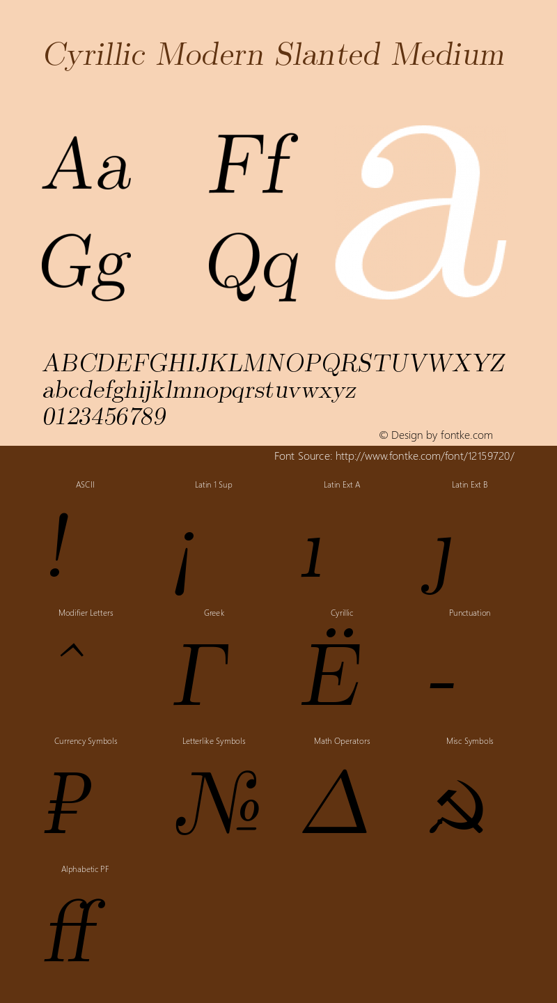 Cyrillic Modern Slanted Medium Version 4.002图片样张