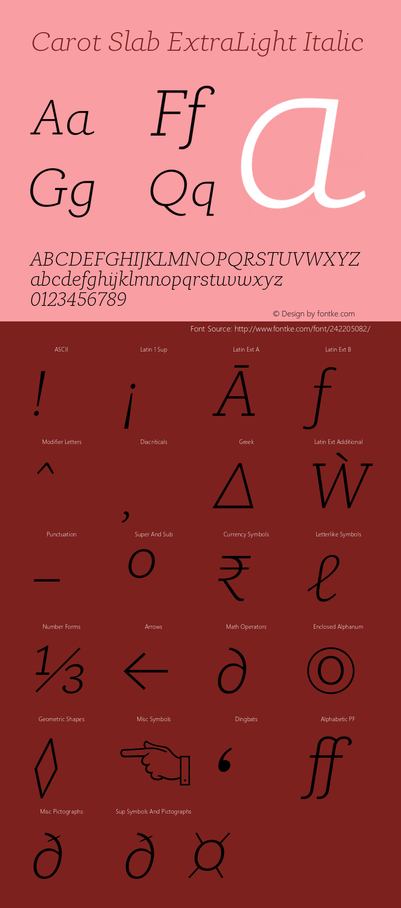 Carot Slab ExtraLight Italic Version 1.000图片样张