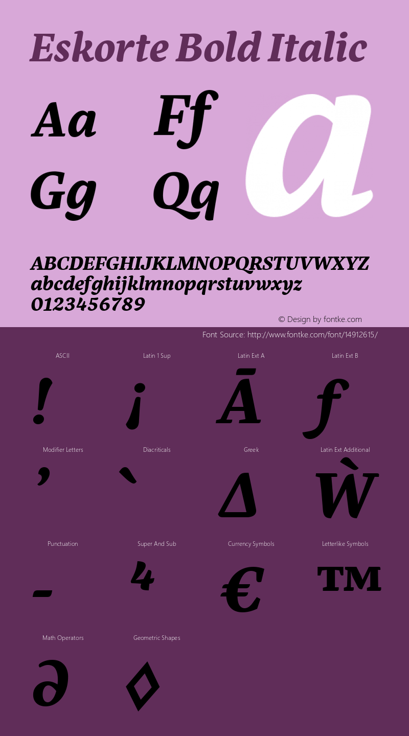 Eskorte Bold Italic Version 1.000图片样张