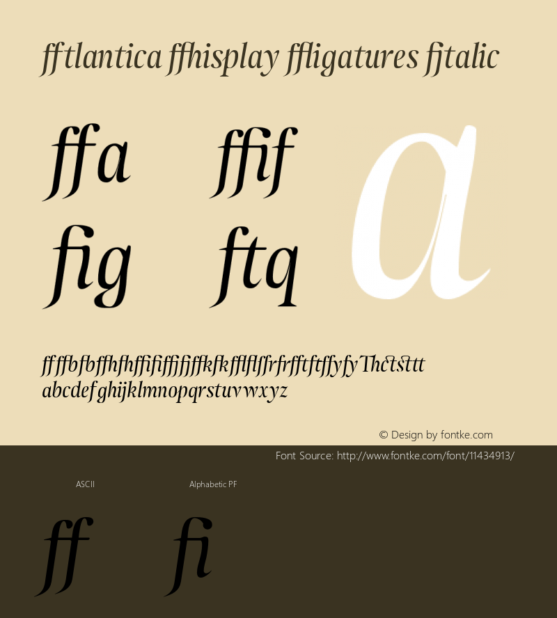 Atlantica Display Ligatures Italic Version 1.000;PS 001.000;hotconv 1.0.38图片样张