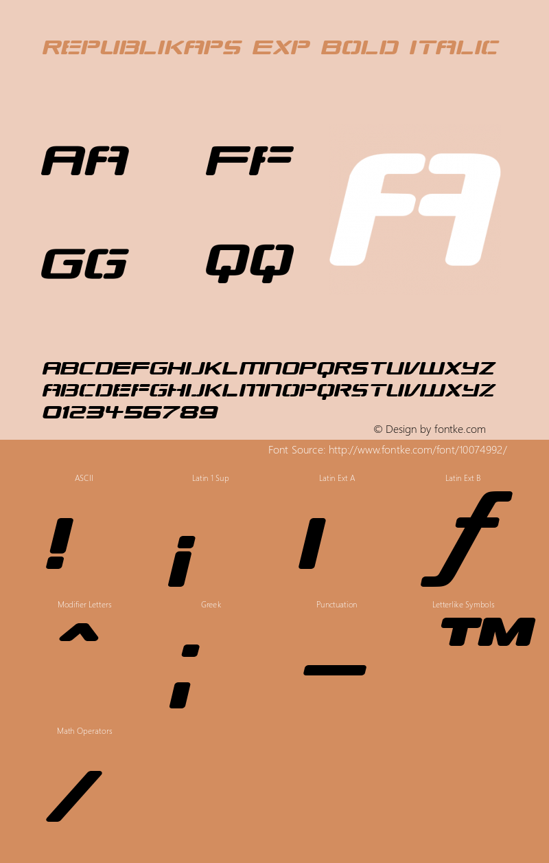 Republikaps Exp Bold Italic Version 1.0; 2000; initial release图片样张