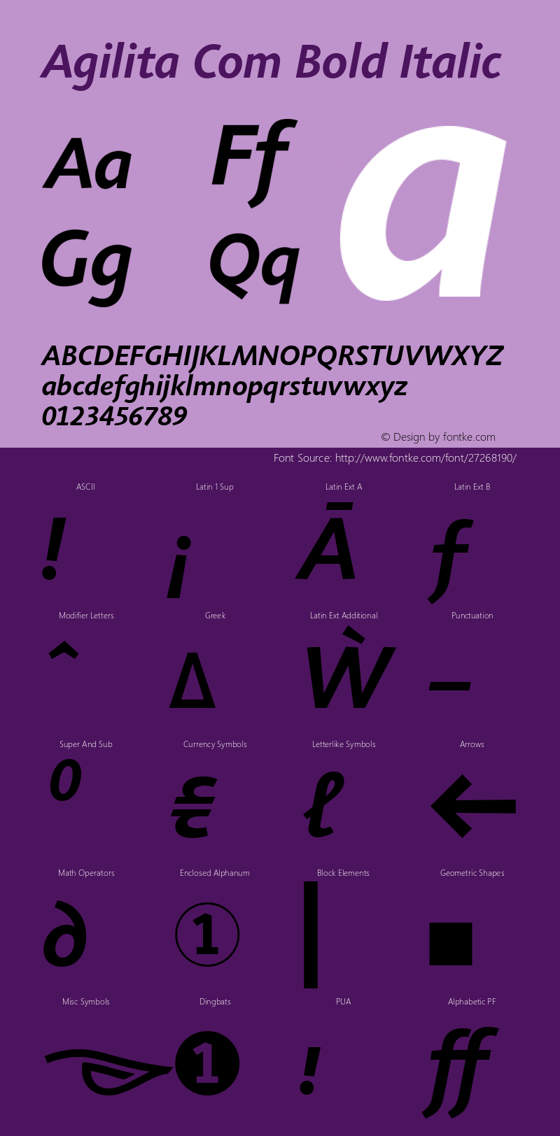 Agilita Com Bold Italic Version 1.02图片样张