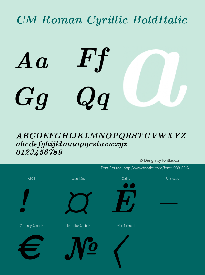 Computer Modern Roman Cyrillic Bold Italic Version 001.001图片样张