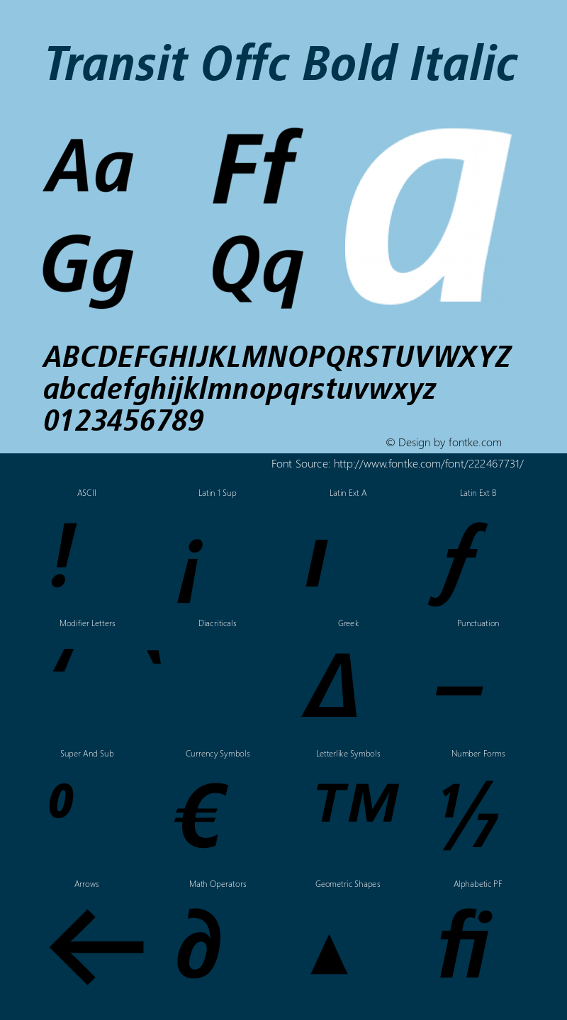 Transit Offc Bold Italic Version 7.504; 2012; Build 1026图片样张