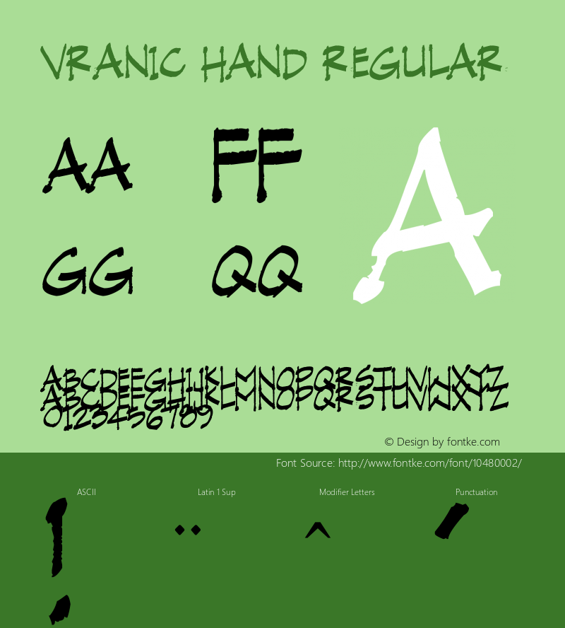 Vranic Hand Regular Version 1.00 January 23, 2013, initial release, www.yourfonts.com图片样张