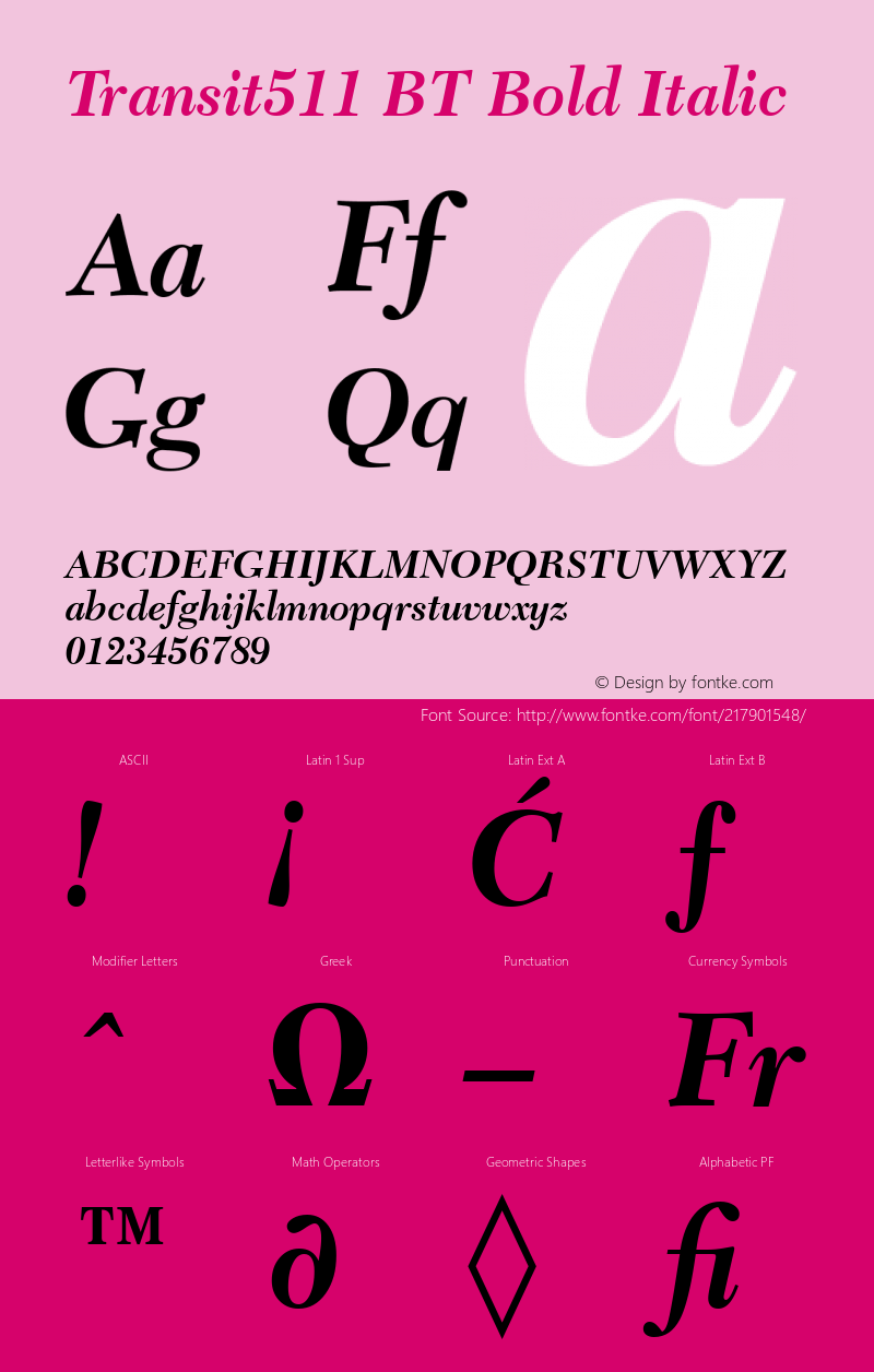 Transit511 BT Bold Italic Version 1.01 emb4-OT图片样张