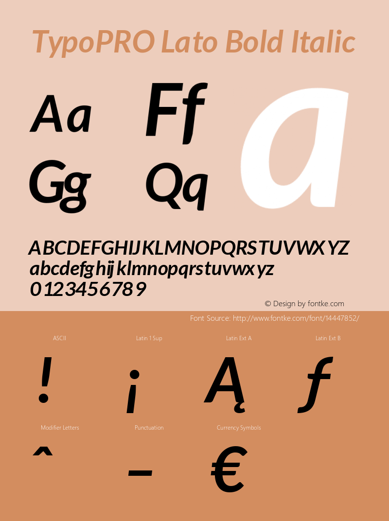 TypoPRO Lato Bold Italic Version 1.105; Western+Polish opensource图片样张