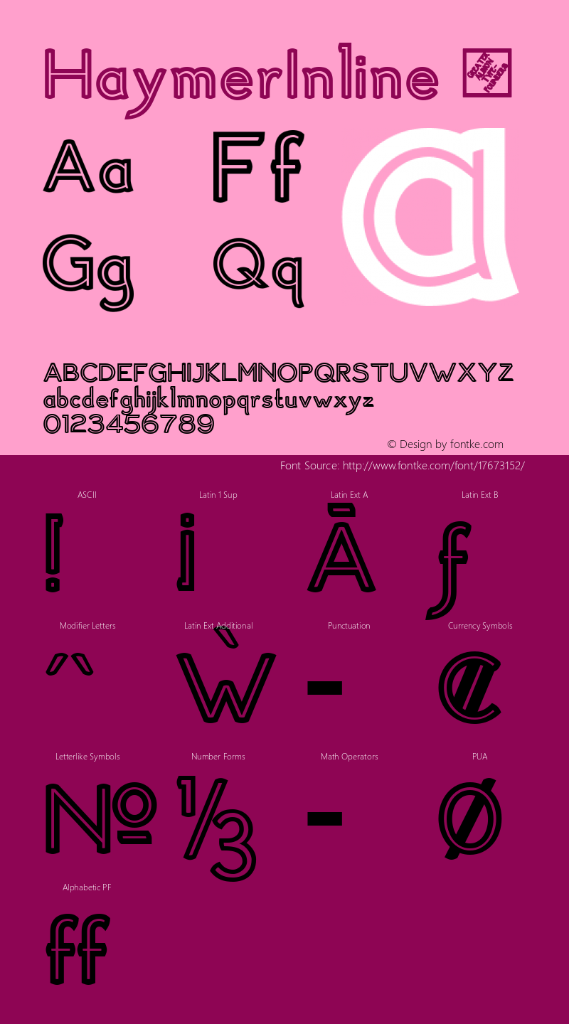 HaymerInline ☞ Version 1.000 2010 initial release;com.myfonts.easy.gatf.haymer.inline.wfkit2.version.3rts图片样张