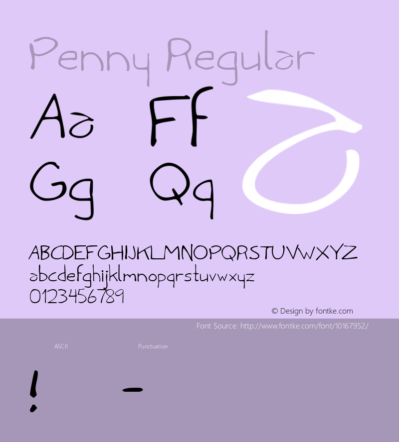 Penny Regular Macromedia Fontographer 4.1 3/12/98图片样张