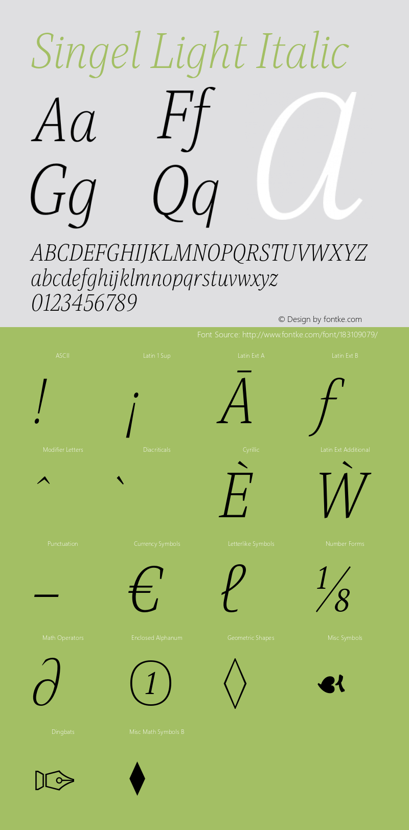 Singel Light Italic Version 1.000;PS 001.000;hotconv 1.0.88;makeotf.lib2.5.64775图片样张