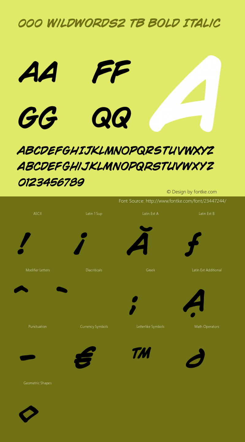 000 Wildwords2 TB Bold Italic Version 2.00 July 4, 2014图片样张