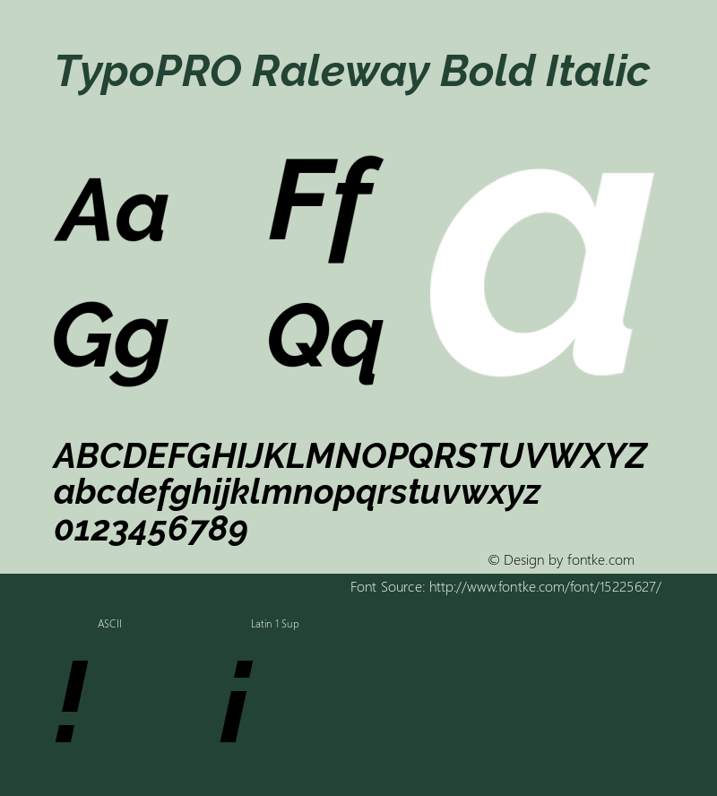 TypoPRO Raleway Bold Italic Version 3.000; ttfautohint (v0.96) -l 8 -r 28 -G 28 -x 14 -w 