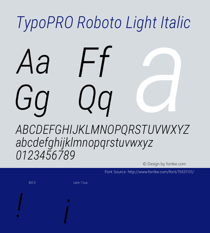 TypoPRO Roboto Light Italic Version 2.001047; 2015图片样张