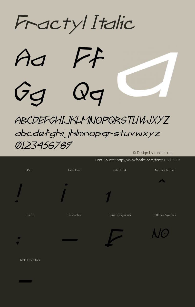 Fractyl Italic Version 1.10 March 25, 2015图片样张