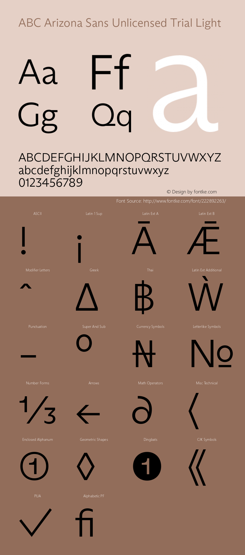 ABC Arizona Sans Unlicensed Trial Light Version 1.000;Unlicensed Trial图片样张