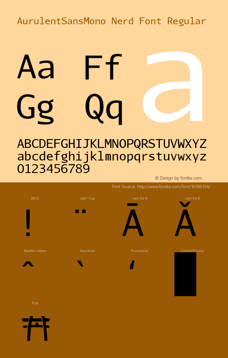 AurulentSansMono Nerd Font Regular Version 2007.05.04图片样张