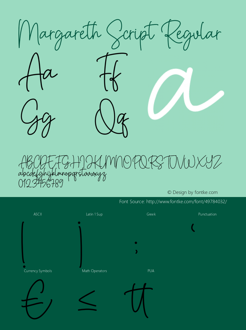 Margareth Script Version 1.00;December 22, 2019;FontCreator 11.5.0.2430 32-bit图片样张