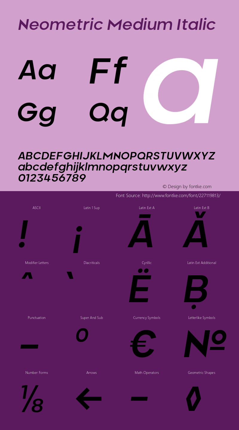 Neometric-MediumItalic Version 1.000;PS 001.000;hotconv 1.0.88;makeotf.lib2.5.64775;YWFTv17图片样张