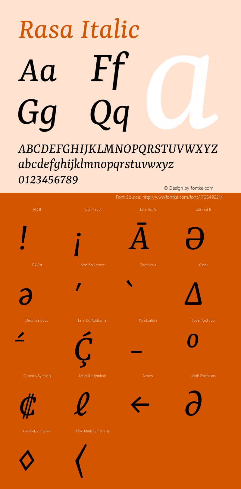 Rasa Italic Version 2.001; ttfautohint (v1.8.3)图片样张