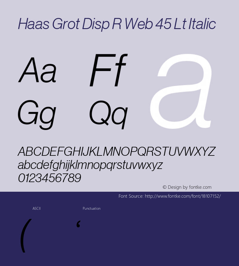 Haas Grot Disp R Web 45 Lt Italic Version 001.000 2011图片样张
