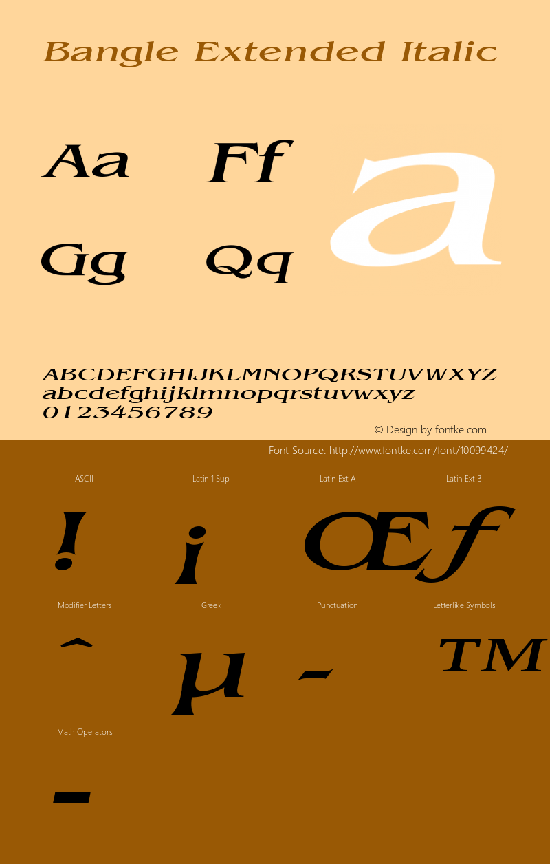 Bangle Extended Italic Altsys Fontographer 4.1 1/27/95图片样张