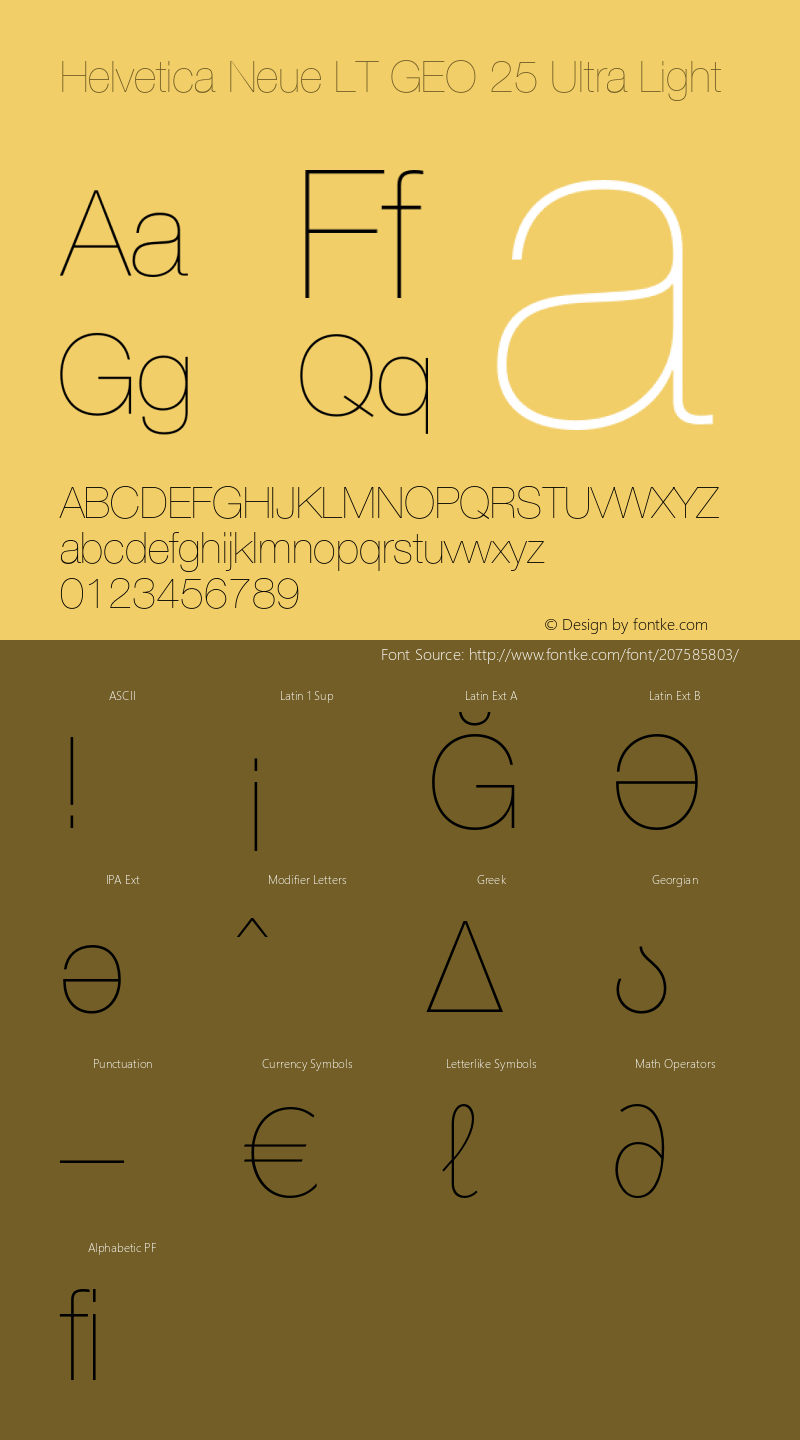 Helvetica Neue LT GEO 25 UltLt Version 1.00图片样张