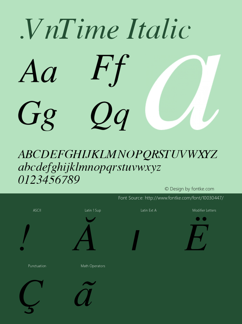 .VnTime Italic MS core font:V1.00图片样张