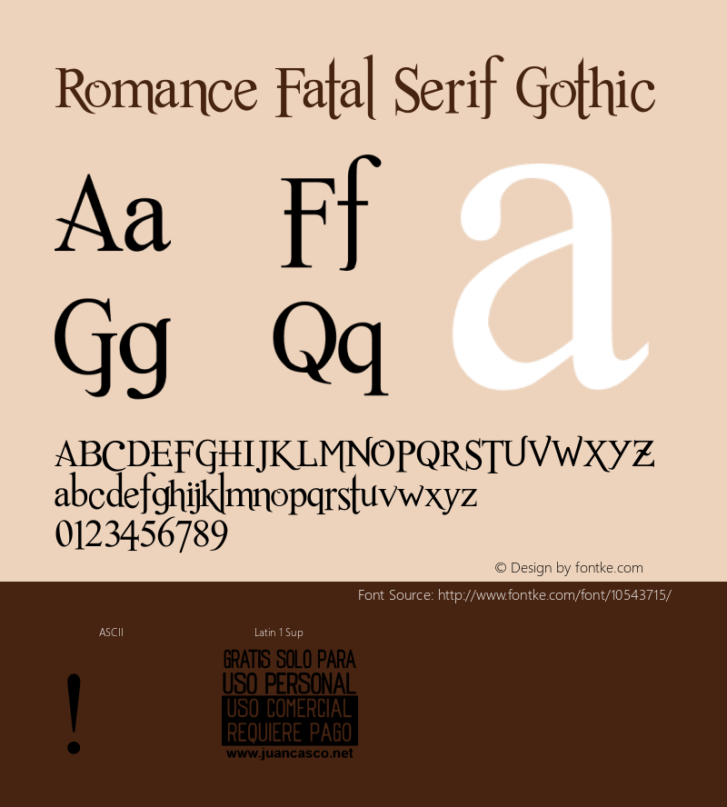 Romance Fatal Serif Gothic Version 1.00 February 25, 2014, initial release图片样张