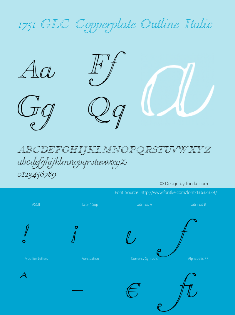 1751 GLC Copperplate Outline Italic Version 1.000图片样张