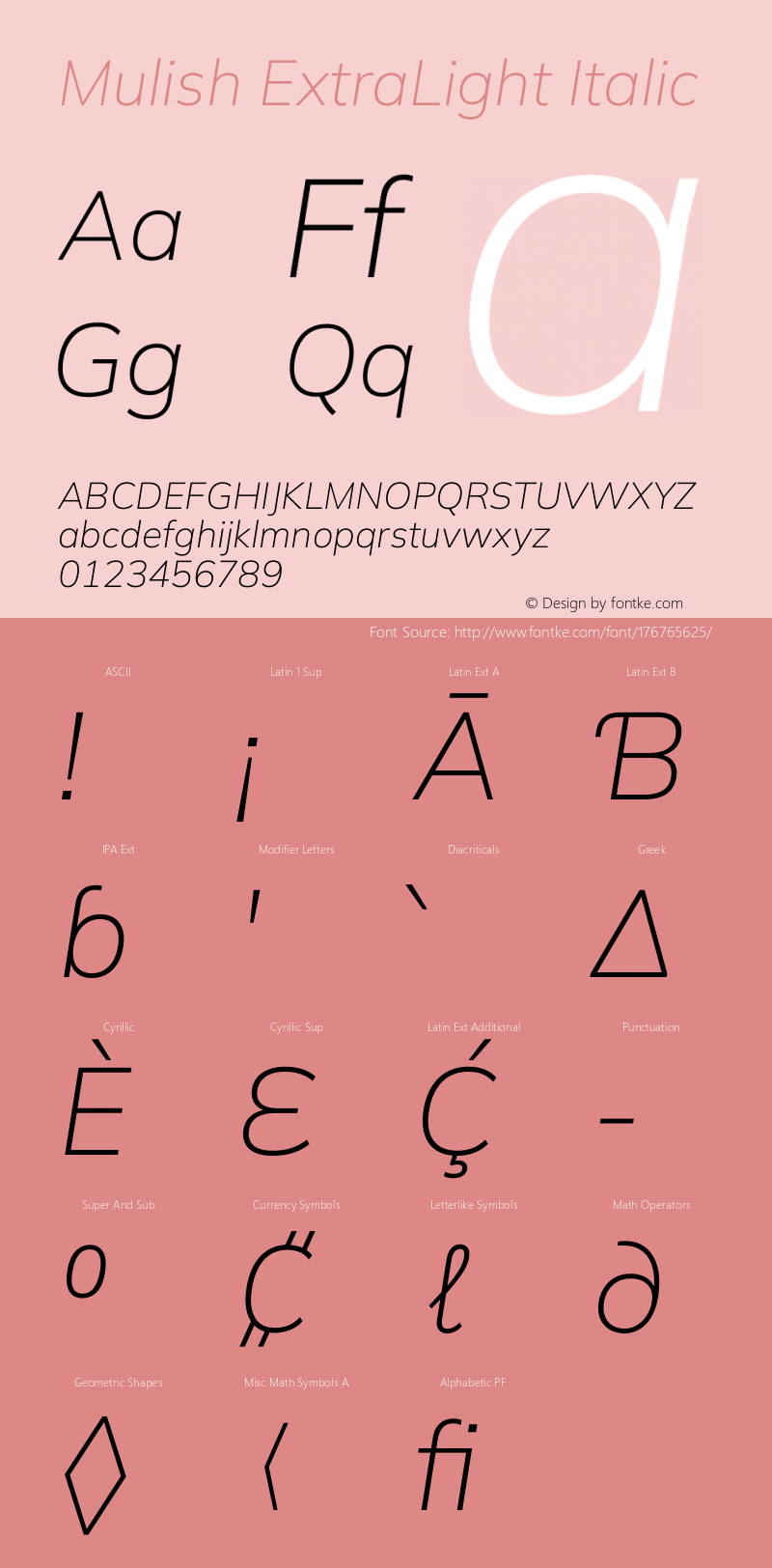 Mulish ExtraLight Italic Version 3.602图片样张