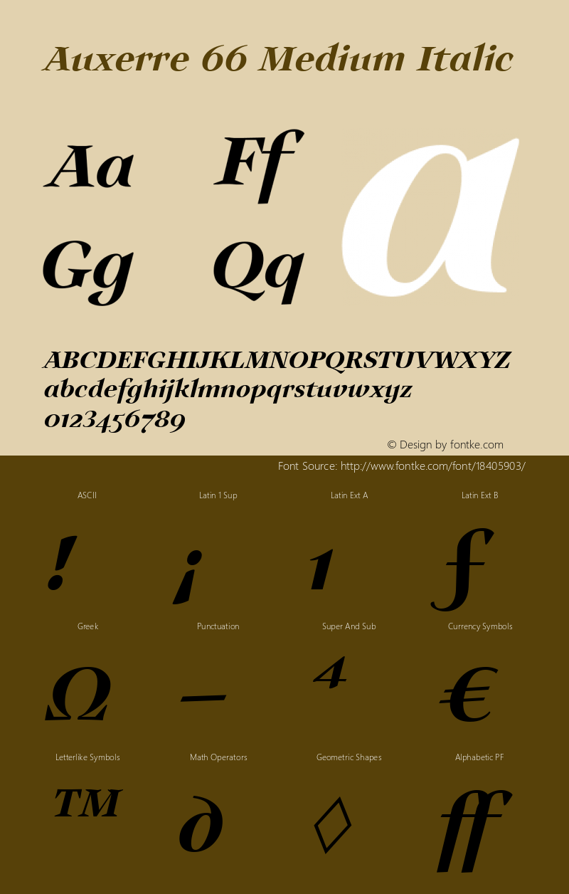 Auxerre 66 Medium Italic Version 1.003图片样张