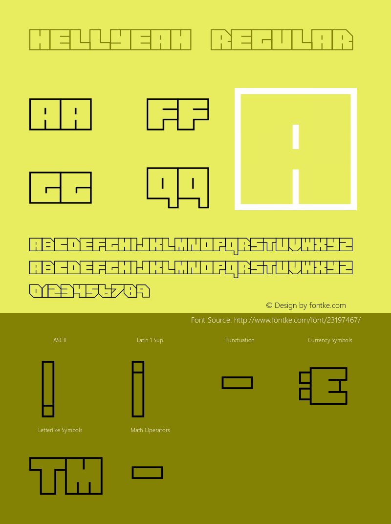 Hellyeah-Regular Version 1.000;PS 001.000;hotconv 1.0.88;makeotf.lib2.5.64775图片样张